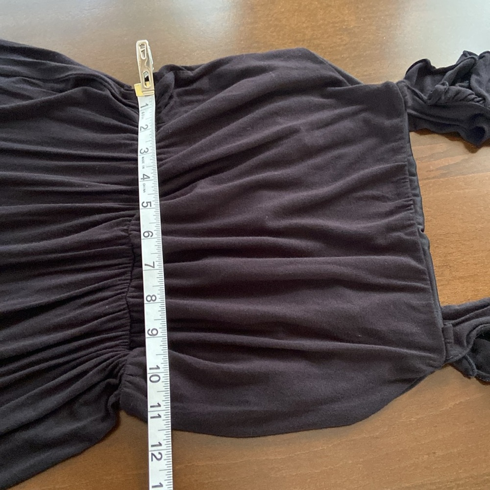Black maxi tiered summer dress w/ ruffles accenting the shoulder straps, size S - Picture 9 of 9